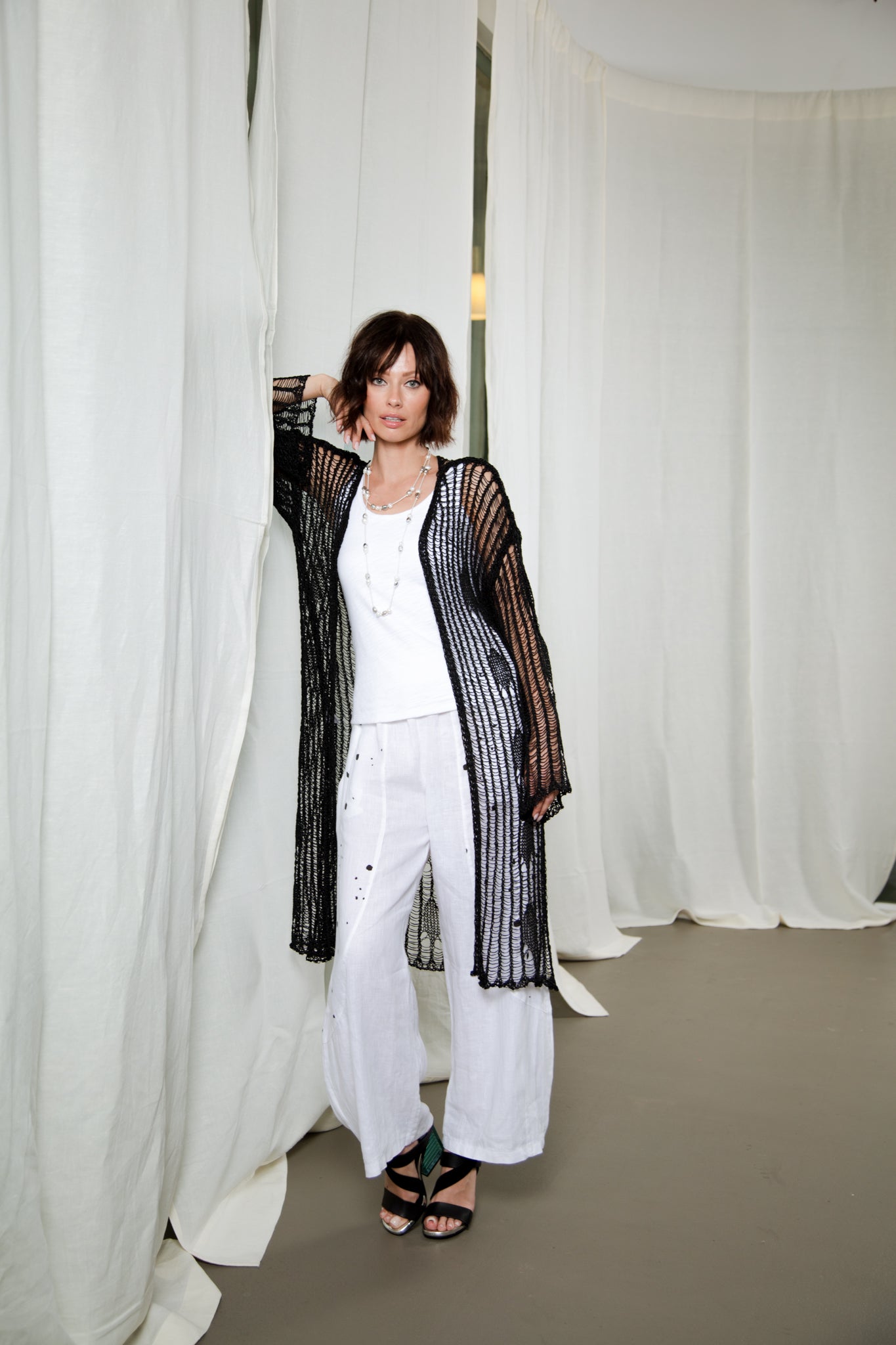 3201 Woman's Open Wave Knit Duster, Patterns and Slits