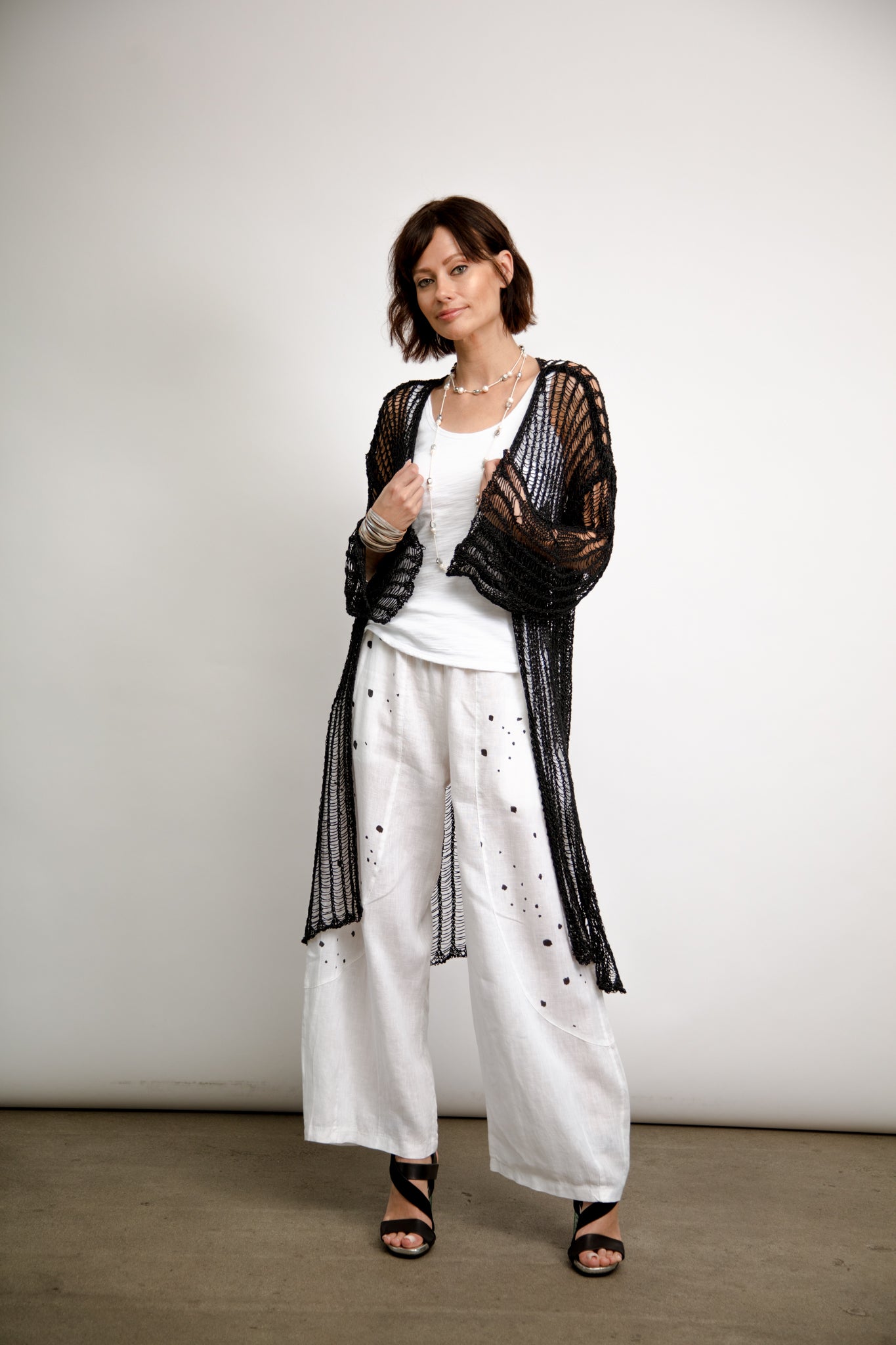 3201 Woman's Open Wave Knit Duster, Patterns and Slits