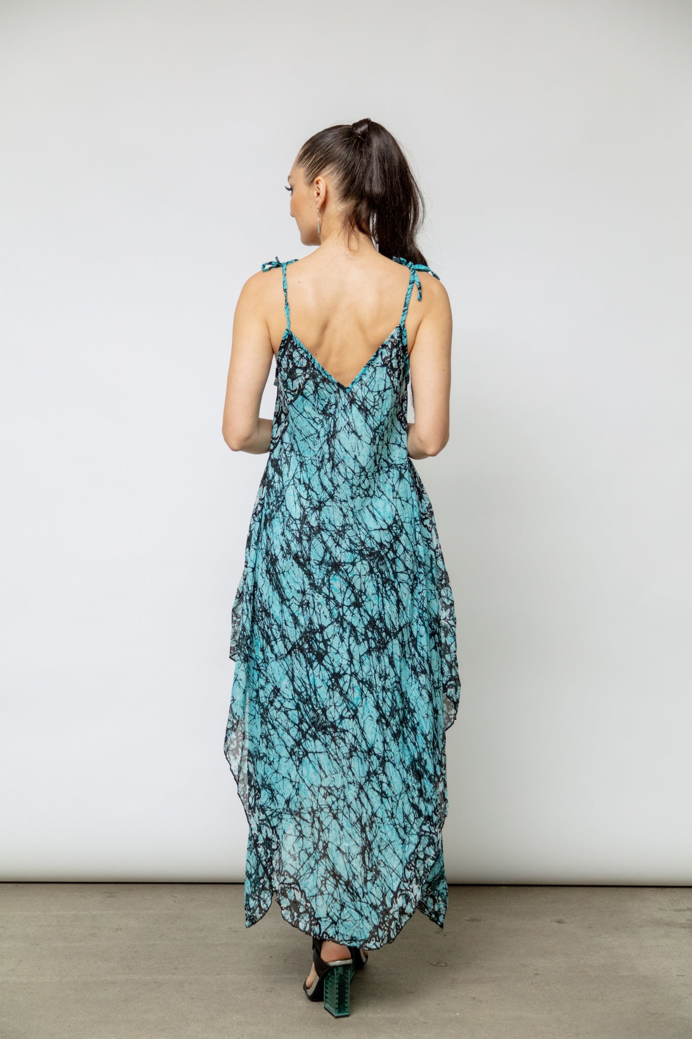 6036 Blue Handkerchief Floral Dress