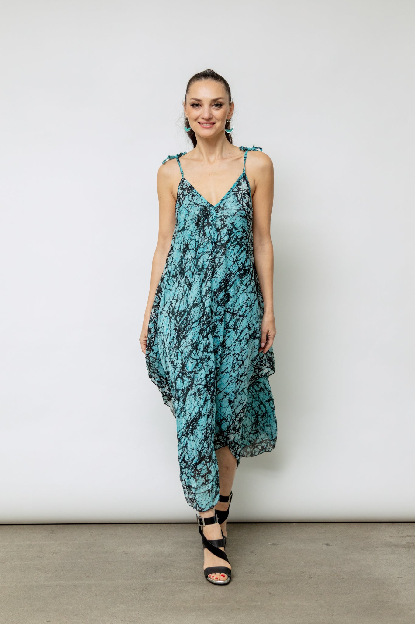 6036 Blue Handkerchief Floral Dress