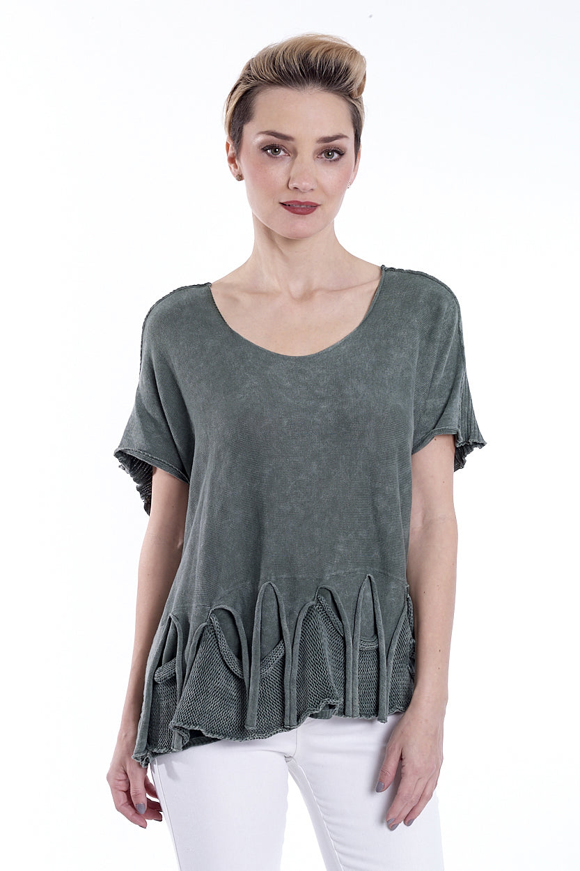 2632| Short Sleeve Cotton Mineral Wash Top