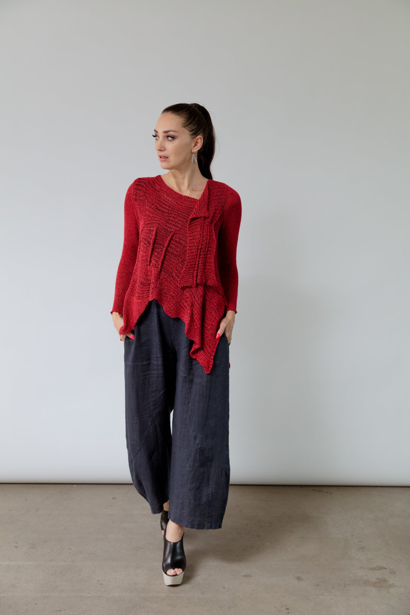 3193: Assymetrical Knit Sweater