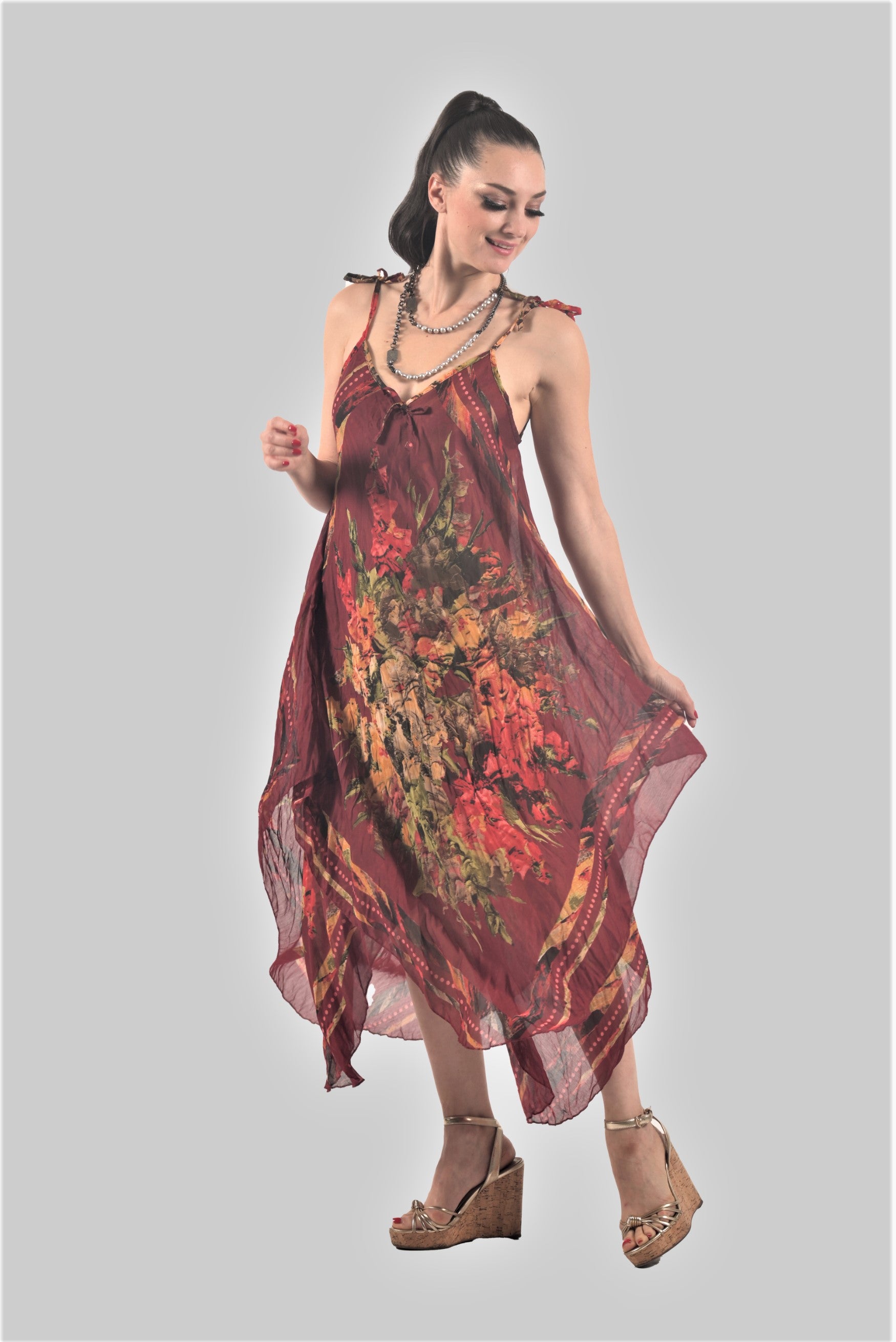 6078 Handkerchief Floral Dress