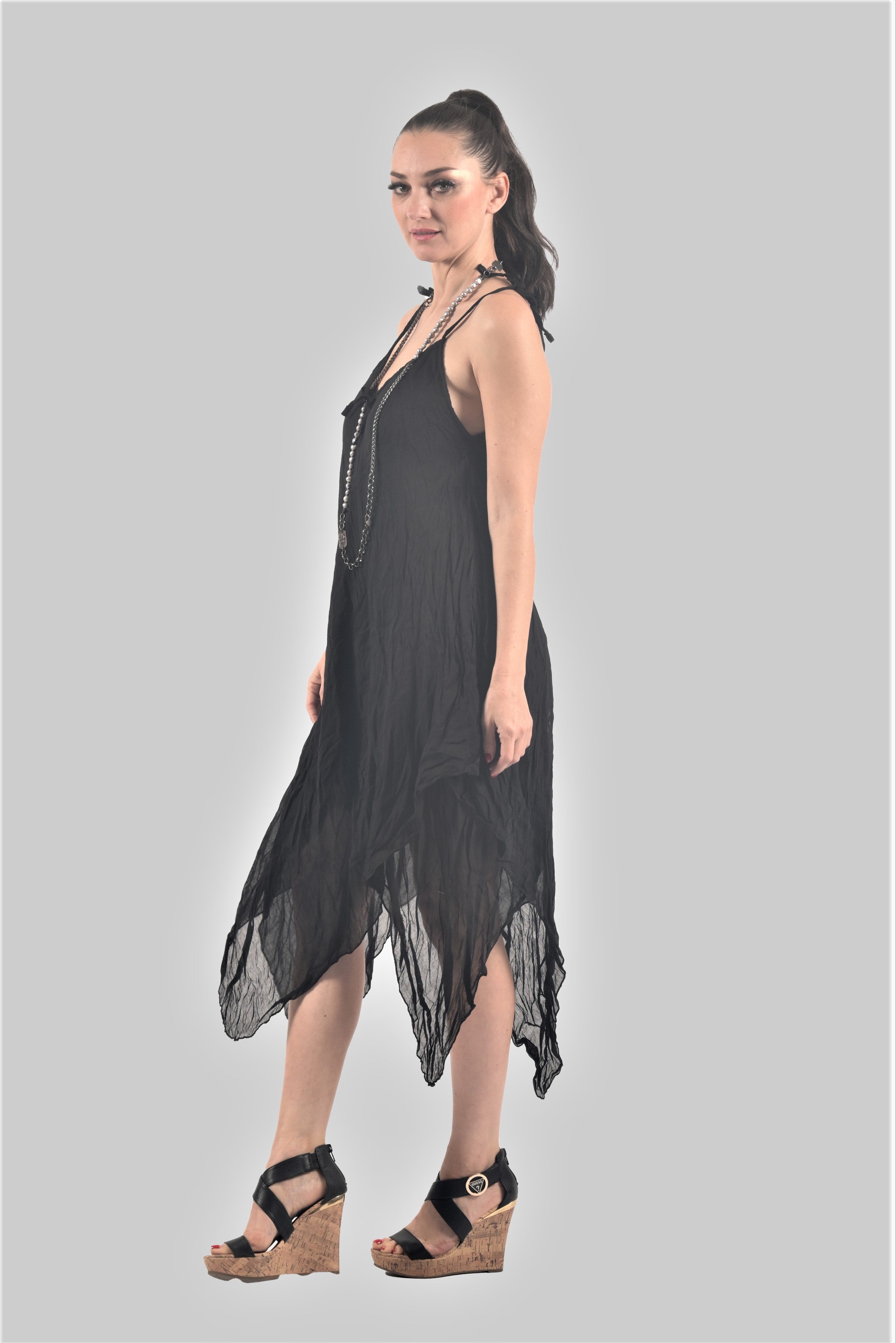S-7204 Black Handkerchief Dress