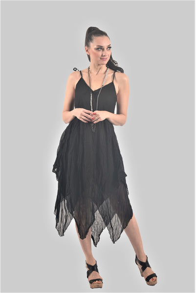 S-7204 Black Handkerchief Dress –