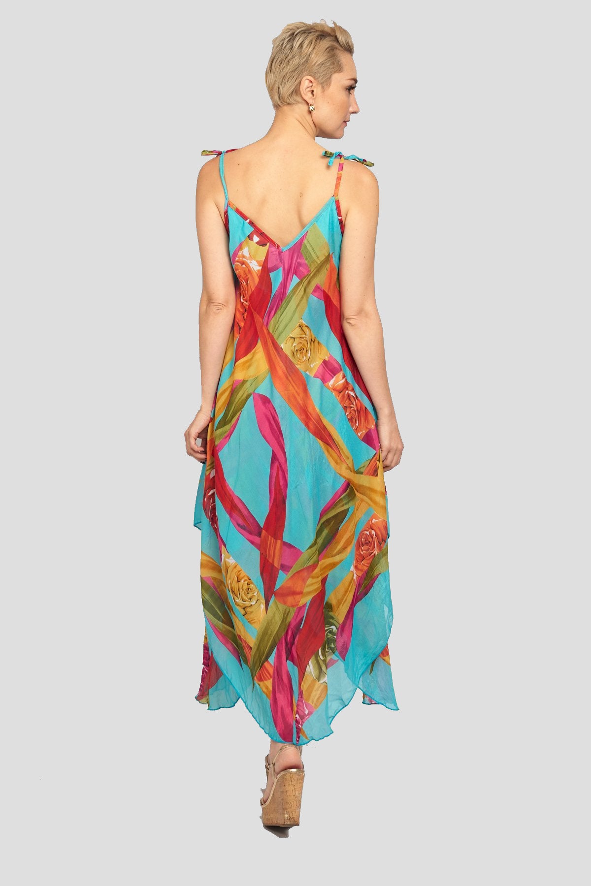 6149 Handkerchief Geometric Print Dress