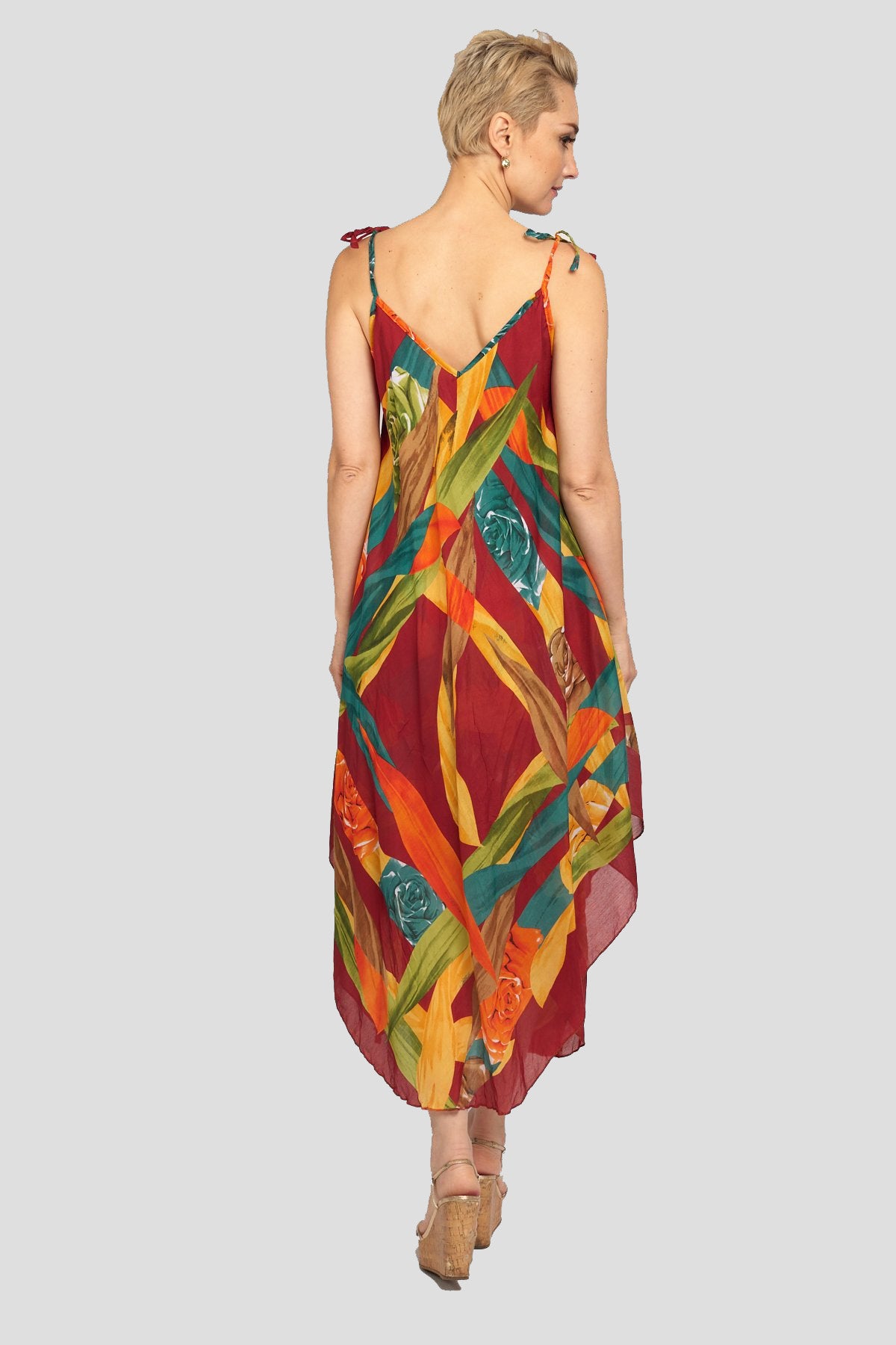 6151 Handkerchief Geometric Print Dress